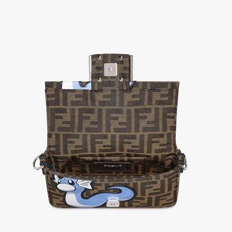 Vintage HOT Bag Pokmon Motif Baguette Dragon Brown FF Fabric In Fendi Mini Blue 0821